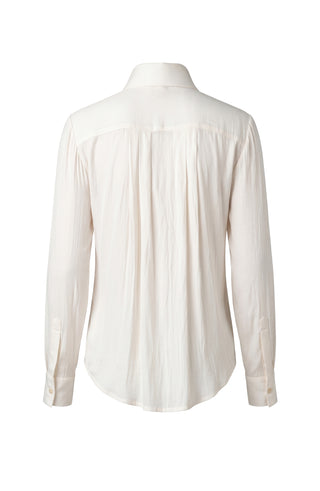 Liverpool Long Sleeve Tuxedo Top with High Collar in Whipped Cream