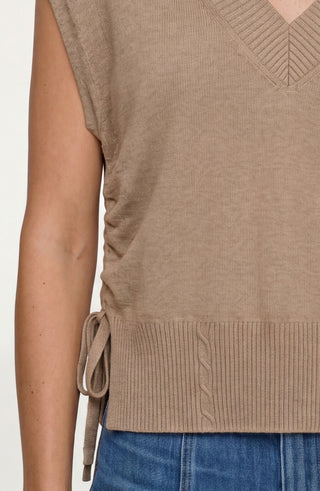 Liverpool V-Neck Dolman Popover Sweater with Side Ties in Harvest Khaki