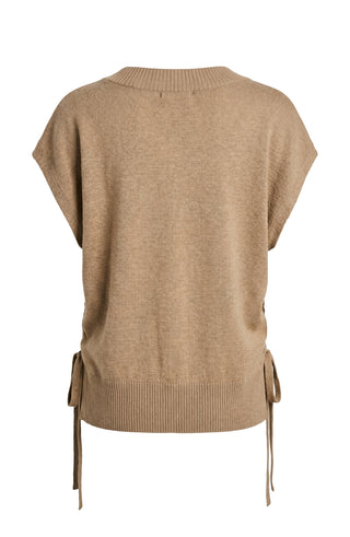 Liverpool V-Neck Dolman Popover Sweater with Side Ties in Harvest Khaki