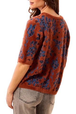 Tribal Elbow Sleeve Crew Neck Sweater in Maple