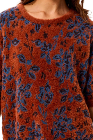 Tribal Elbow Sleeve Crew Neck Sweater in Maple