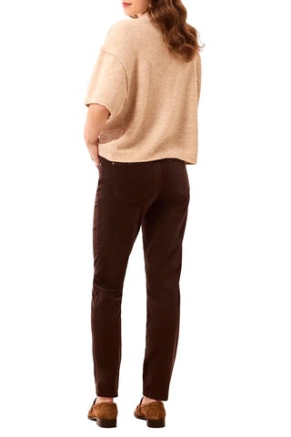 Tribal Micro Cord Audrey Pull-On Slim Ankle Pant in Saddlebrown