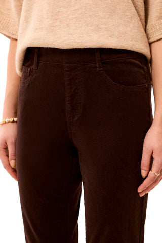 Tribal Micro Cord Audrey Pull-On Slim Ankle Pant in Saddlebrown
