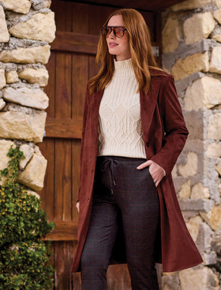 Tribal Trench Coat with Removable Hood Fooler in Intense Rust
