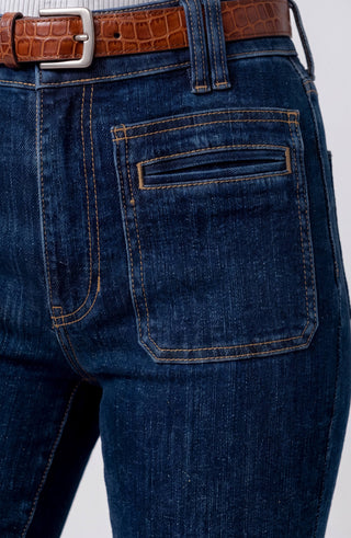 Liverpool Hannah Flare with Vintage Patch Pockets, Collegiate Blue