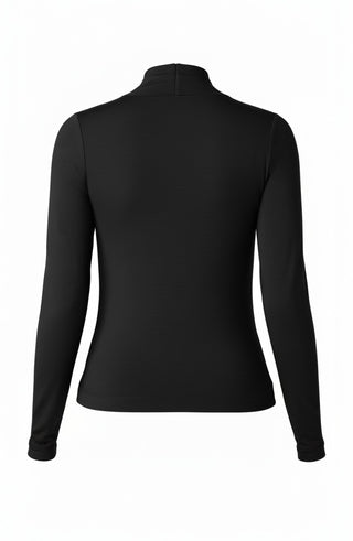 Liverpool Long Sleeve Wrap Neck Top, Black