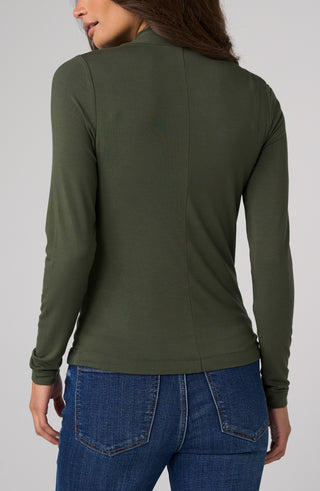 Liverpool Long Sleeve Wrap Neck Top, Hunter Green