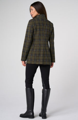Liverpool Funnel Neck Field Jacket, Olive Plaid