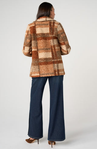 Liverpool Double-Breasted Peacoat, Nutmeg Plaid