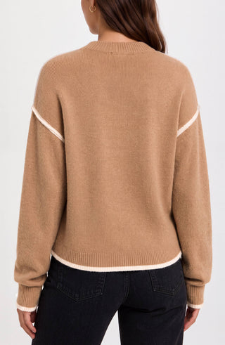 Liverpool Long Sleeve Camel Sweater with Cream Tulip Hem