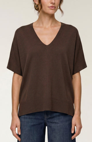 Liverpool Short Sleeve V-Neck Sweater, Java