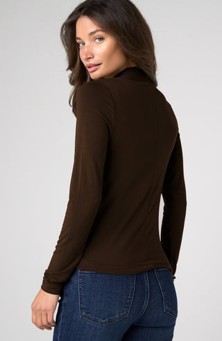 Liverpool Long Sleeve Wrap Neck Top, Java