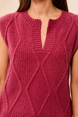Tribal Split Crew Neck Sweater Vest, Nostalgia