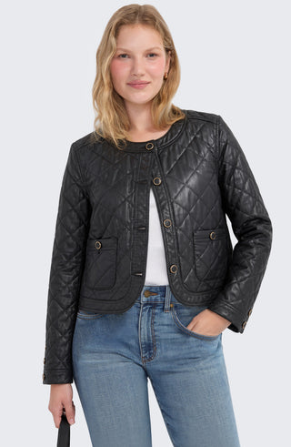 Liverpool Black Quilted Collarless Jacket