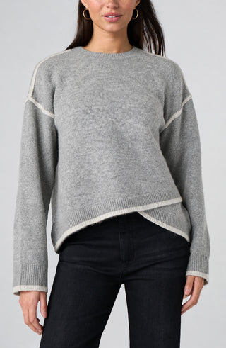 Liverpool Long Sleeve Light Heather Grey Sweater with Cream Tulip Hem