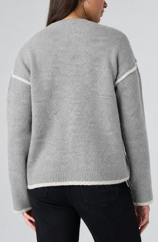 Liverpool Long Sleeve Light Heather Grey Sweater with Cream Tulip Hem