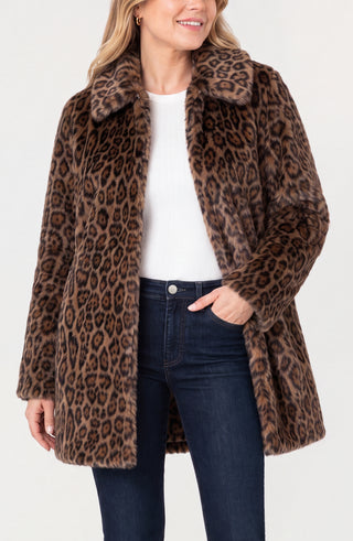 Liverpool Collared Brown Faux Fur Coat