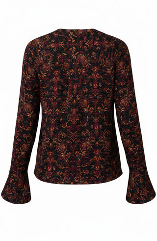 Liverpool Long Sleeve Black & Burgundy Top with Pintuck