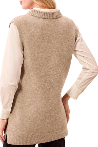 Tribal Sleeveless Tunic Sweater with Pockets in Fossil