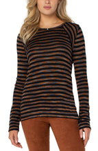Load image into Gallery viewer, Liverpool Crew Neck Long Sleeve Striped Knit Top
