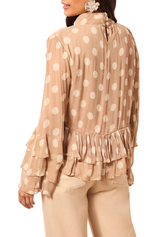 Tribal Mock Neck Peplum Blouse in Pashmina