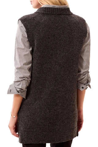 Tribal Sleeveless Tunic Sweater with Pockets in Charcoal