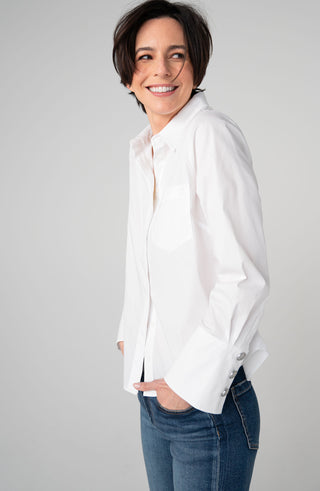 Liverpool Long Sleeve Button Front Shirt in White