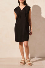 Load image into Gallery viewer, Tribal Sleeveless Hooded Dress with Pockets Black
