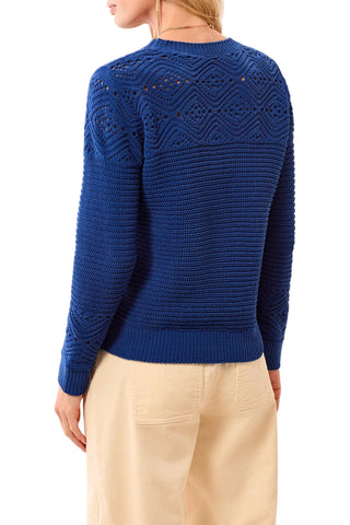 Tribal Crew Neck Sweater with Pointelle Detail in Stellar