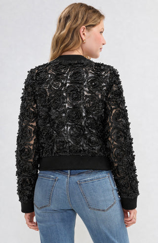 Liverpool Long Sleeve Full Zip Black Floral Bomber Jacket