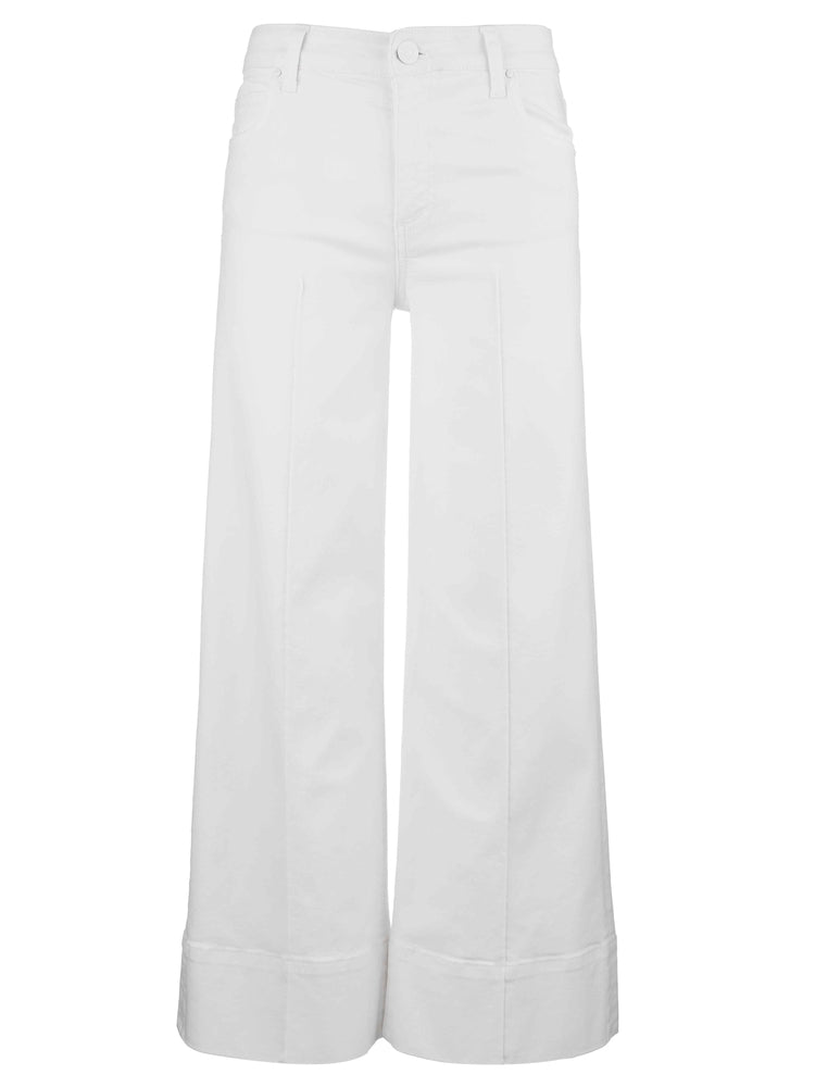 Kut Meg High Rise Front Pin Tuck Wide Hem Jeans, White