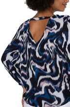 Load image into Gallery viewer, Liverpool 3/4 Sleeve Double V-Neck Top in Blue
