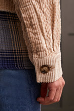 Load image into Gallery viewer, Tribal Crop Denim Shacket with Patch Pockets in Beige
