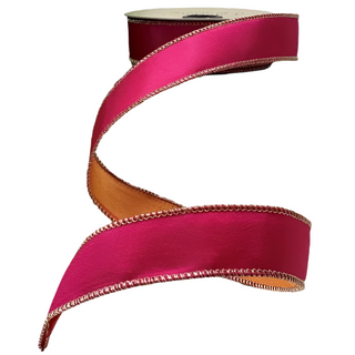 Orange / Hot Pink Taffeta Double Sided Ribbon - SOLD BY THE FOOT