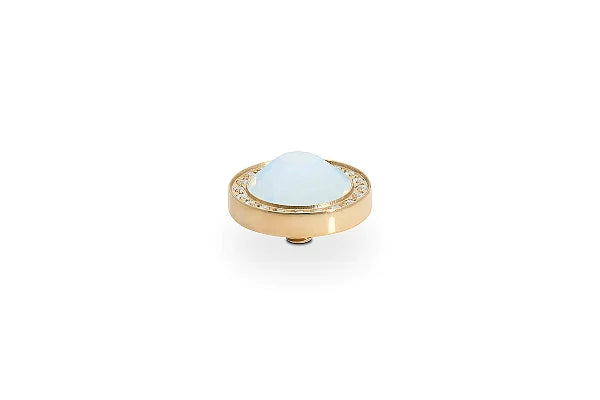 QUDO 10.5mm Canino Deluxe Gold Top in White Opal