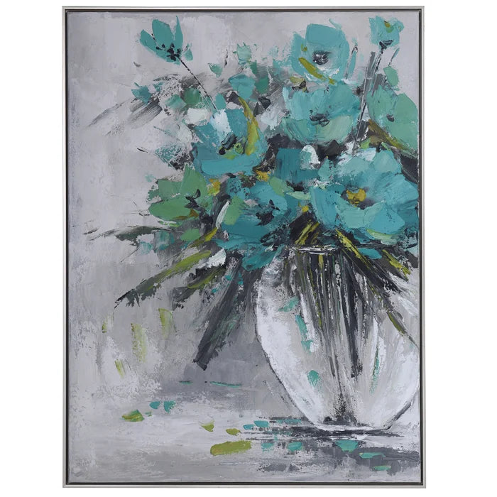 Turquoise Hand Painted Canvas