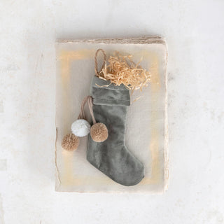 Grey Velvet Stocking Ornament