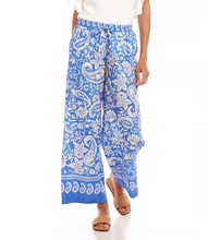 Load image into Gallery viewer, Karen Kane Drawstring Pants, Blue Floral Paisley
