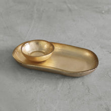 Load image into Gallery viewer, Beatriz Ball New Orleans Glass Gold Foil Small Oval Platter with Mini Bowl
