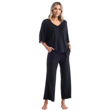 Load image into Gallery viewer, Softies Dream Relaxed V-Neck with Capri Lounge Set Black
