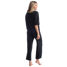 Load image into Gallery viewer, Softies Dream Relaxed V-Neck with Capri Lounge Set Black
