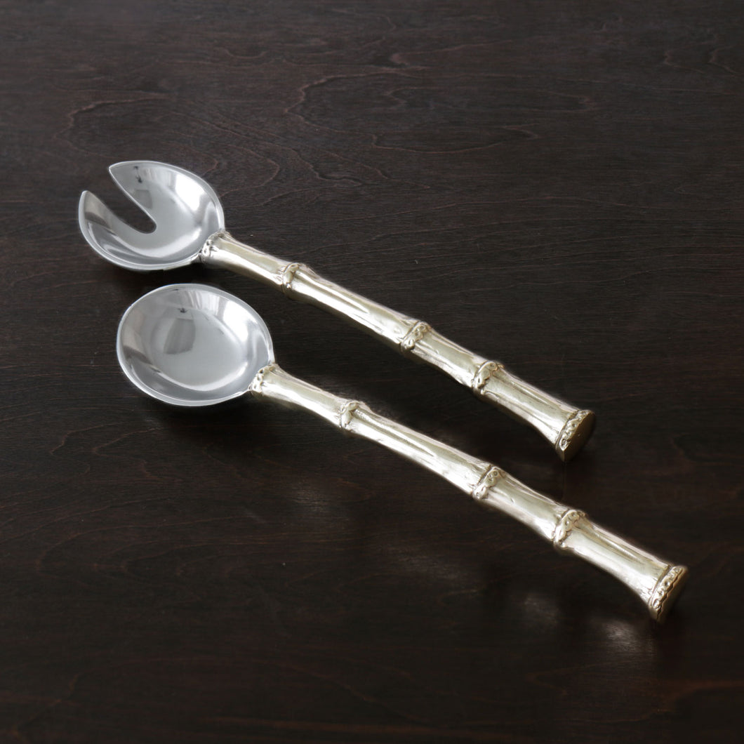 Beatriz Ball Garden Bamboo Salad Servers with Gold Handles