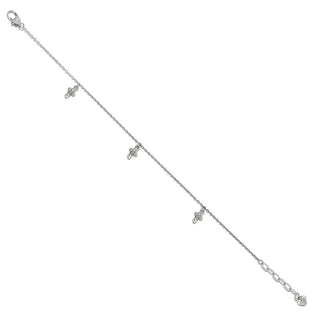A silver-colored anklet featuring a chain-link design with two small cross charms at each end. Brighton Cross Anklet
