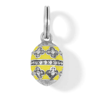 A yellow egg-shaped charm with floral patterns, designed for use in charm creations. Brighton Enduring Love Egg Charm