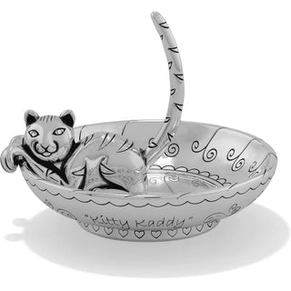 Brighton Kitty Kaddy Tray silver jewelry tray with cat