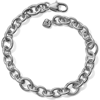 A silver bracelet with a chunky chain design featuring gold accents and a clasp. Brighton Luxe Link Charm Bracelet Silver