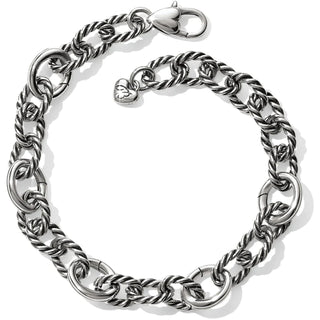 A silver chain bracelet with a lobster claw closure, featuring interlinked charms. Brighton Sedona Link Charm Bracelet