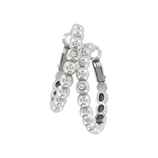 Silver-plated hoop earrings with granulation details and a lever back post. Brighton Twinkle Granulation Medium Hoop Earrings