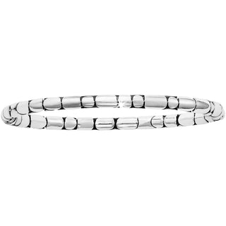 A silver pebble-shaped slim hinged bangle bracelet. Brighton Silver Pebble Slim Hinged Bangle