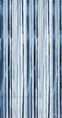 A package of guest towels with a blue striped pattern.